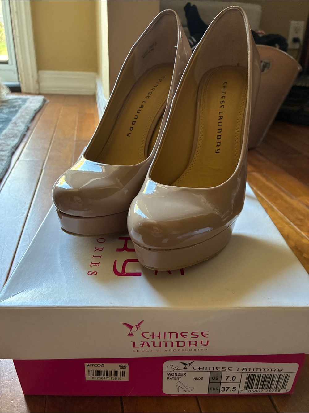 Chinese Laundry Patent Nude Platform Pumps